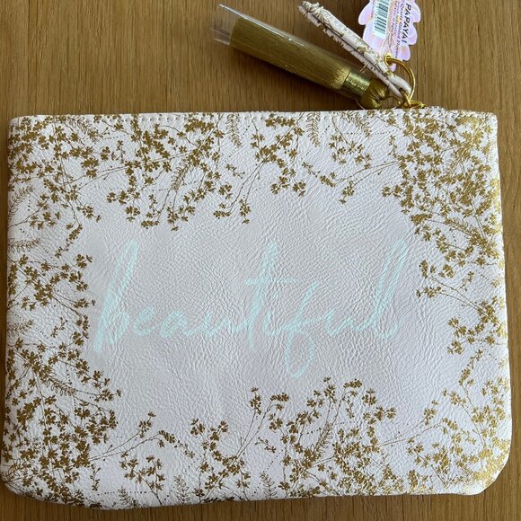 NWT: Papaya "Quartz Guilded Flowers" 9x7 Clutch - Picture 2 of 5